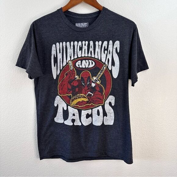 Marvel Deadpool T-Shirt Chimichangas & Tacos gray size M - Picture 1 of 3